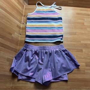 MIA metallic short outfit and striped halter size med NWT